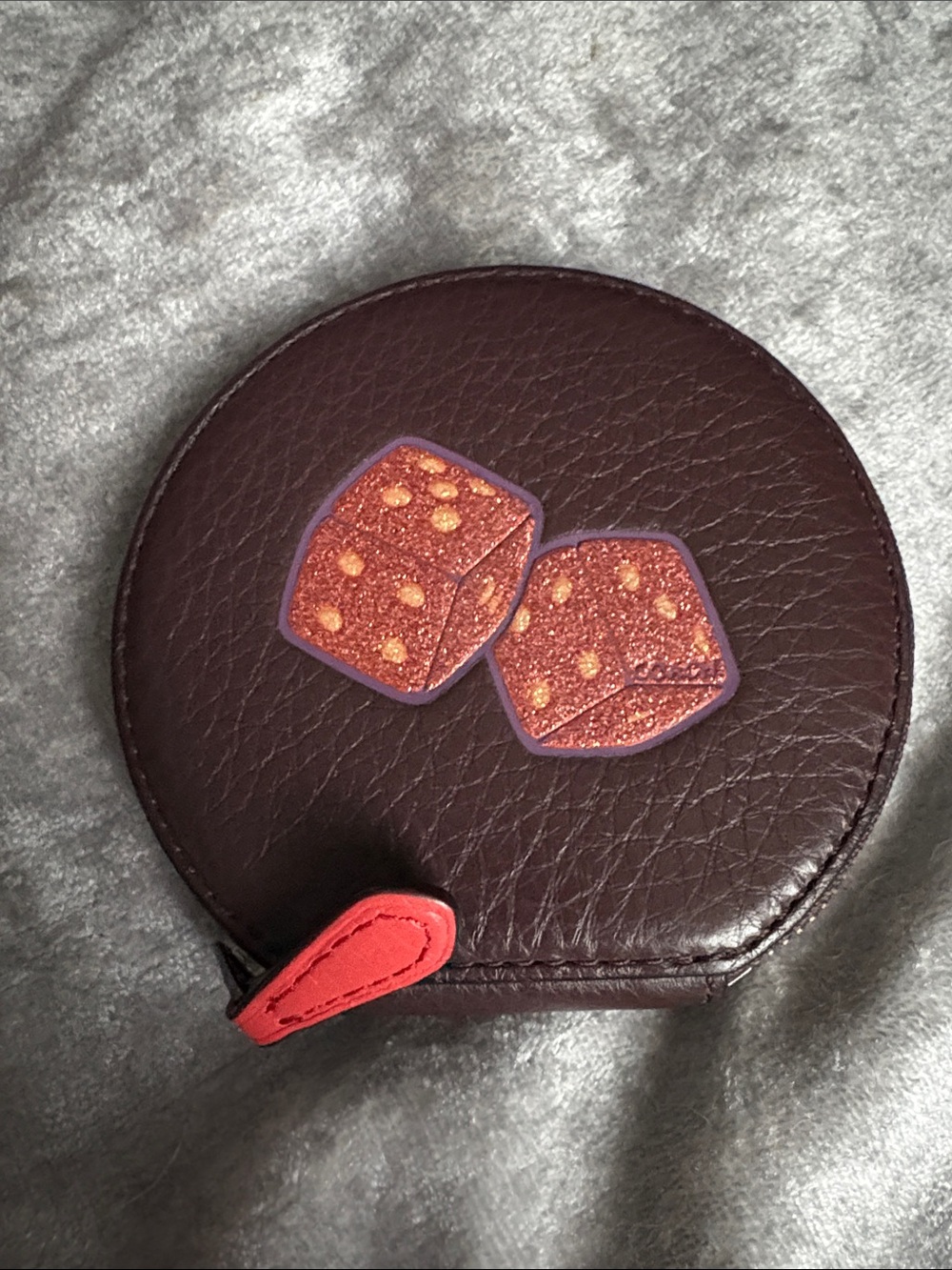 Coach Round Burgundy Leather Coin Case